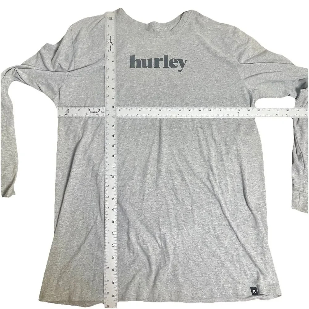 Hurley Men’s Long Sleeve Logo T-Shirt Gray Size Large Crewneck Surf Skate - Picture 6 of 8